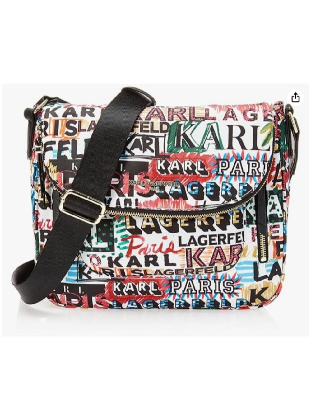 Karl Lagerfeld Paris SCRIBBLES Designer Crossbody Logo Cara Messenger Bag NWOT